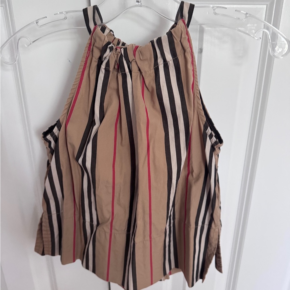 Burberry Tan and Black Striped Top